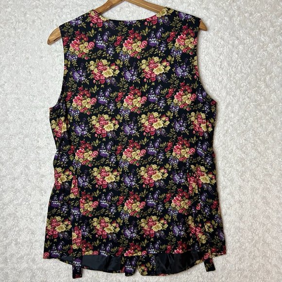 Norton McNaughton Floral‎ Vest Top Sleeveless Button Up Cottagecore Size 14 - Picture 4 of 6